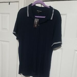 Michael Kors Men's Polo Shirt in Navy with White Accents